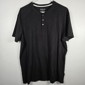NWOT Kenneth Cole Black Short Sleeve Henley Tee Cotton /Spandex Size XL